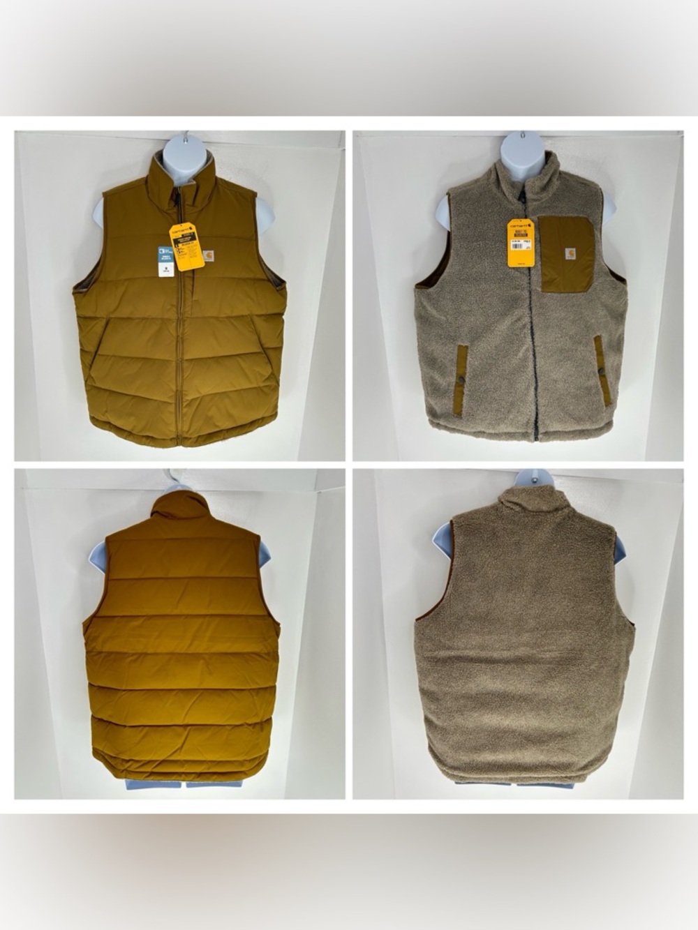 Carhartt Womens Sherpa Lined Utility Vest Size 1X Tan Montana‎ Reversible NWT